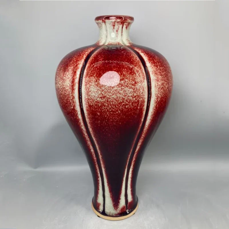 Florero de cerámica Jun, florero de porcelana, florero de cerámica de 34 cm de alto, florero de seis pétalos, florero, decoración de habitación, decoraciones para el hogar