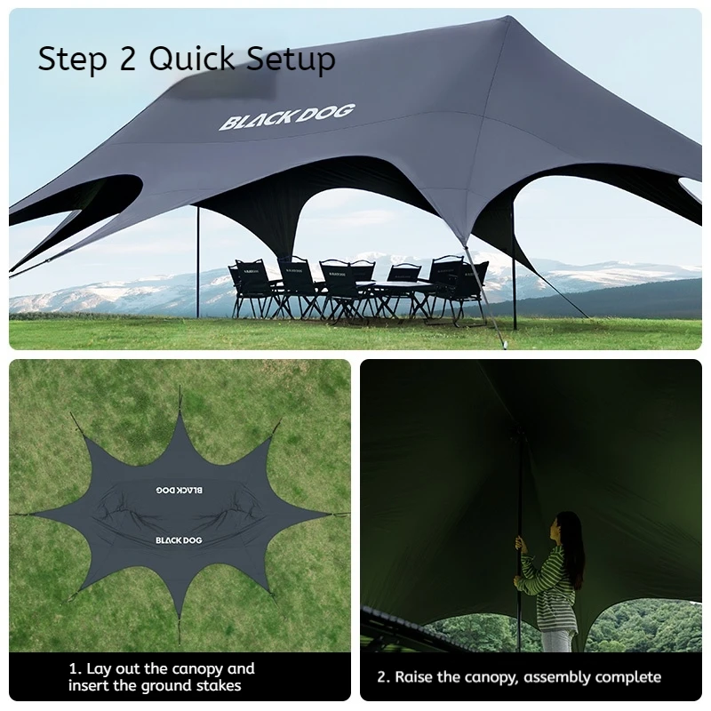 Naturehike BLACKDOG التيتانيوم الأسود الغراء السريع Tenpy 8-Sides واقية من الشمس كامل واقية من الشمس عالية سميكة الكربون الصلب Tenpy القطب المستوى 6