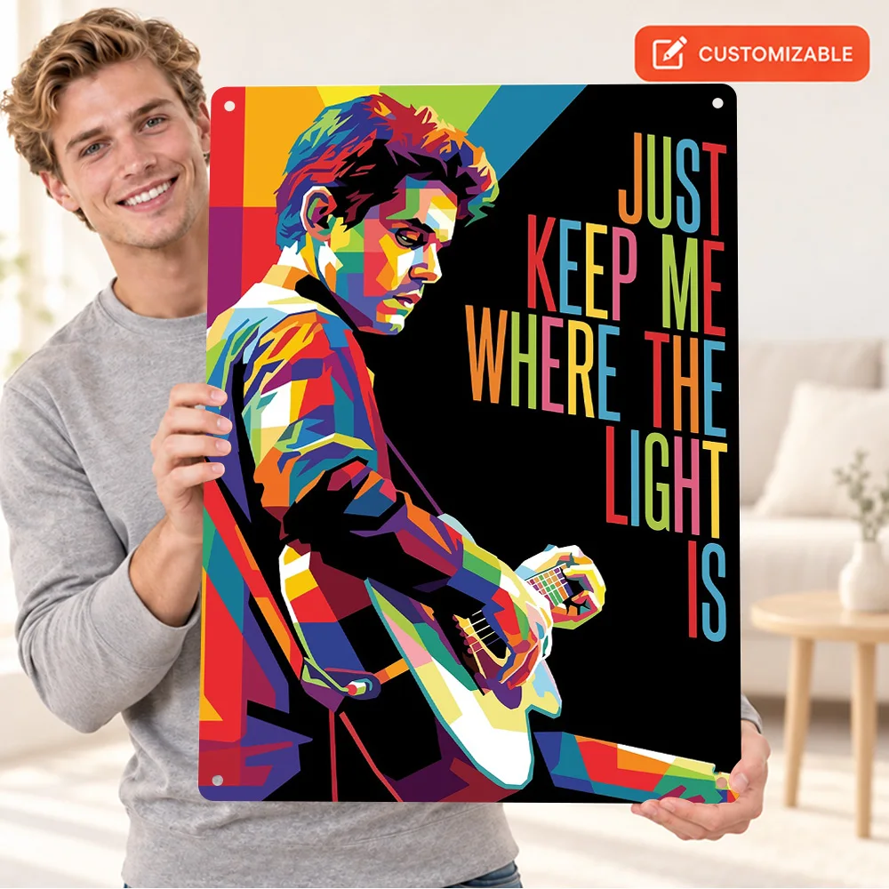 John Mayer Portrait Singer Aluminum Poster Personalized Metal Sign Pop Design Wall Art For Listening Room Record Collector Gift