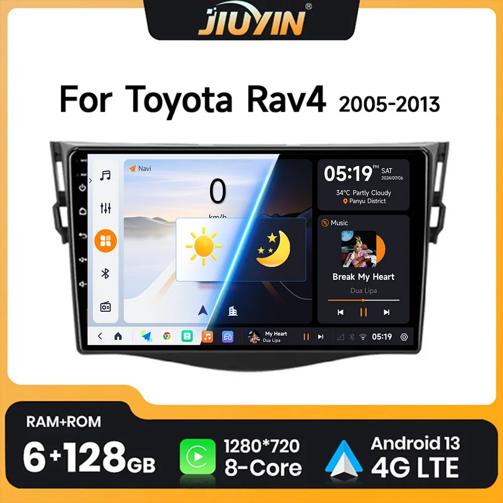 

JIUYIN 9" Android 13 Car Radio For Toyota RAV4 Rav 4 2005-2013 Multimedia Player 2Din Carplay DSP Navigation GPS 4G WIFI stereo