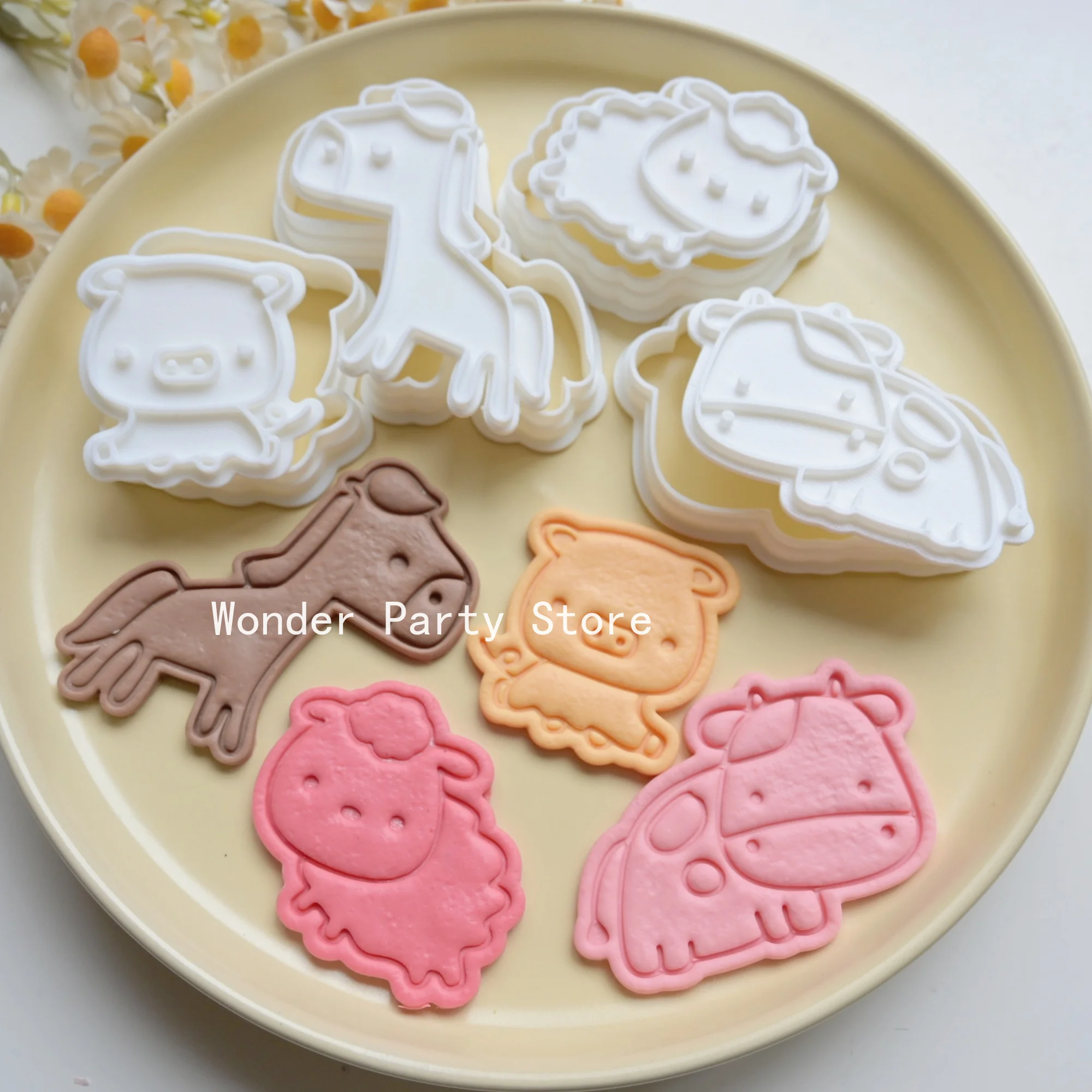 Tierform-Keksausstecher für Bauernhoftiere: Rinder, Schafe, Schweine, Pferde - Fondant- und Zuckerguss-Ausstechformen für DIY-Kuchendekoration