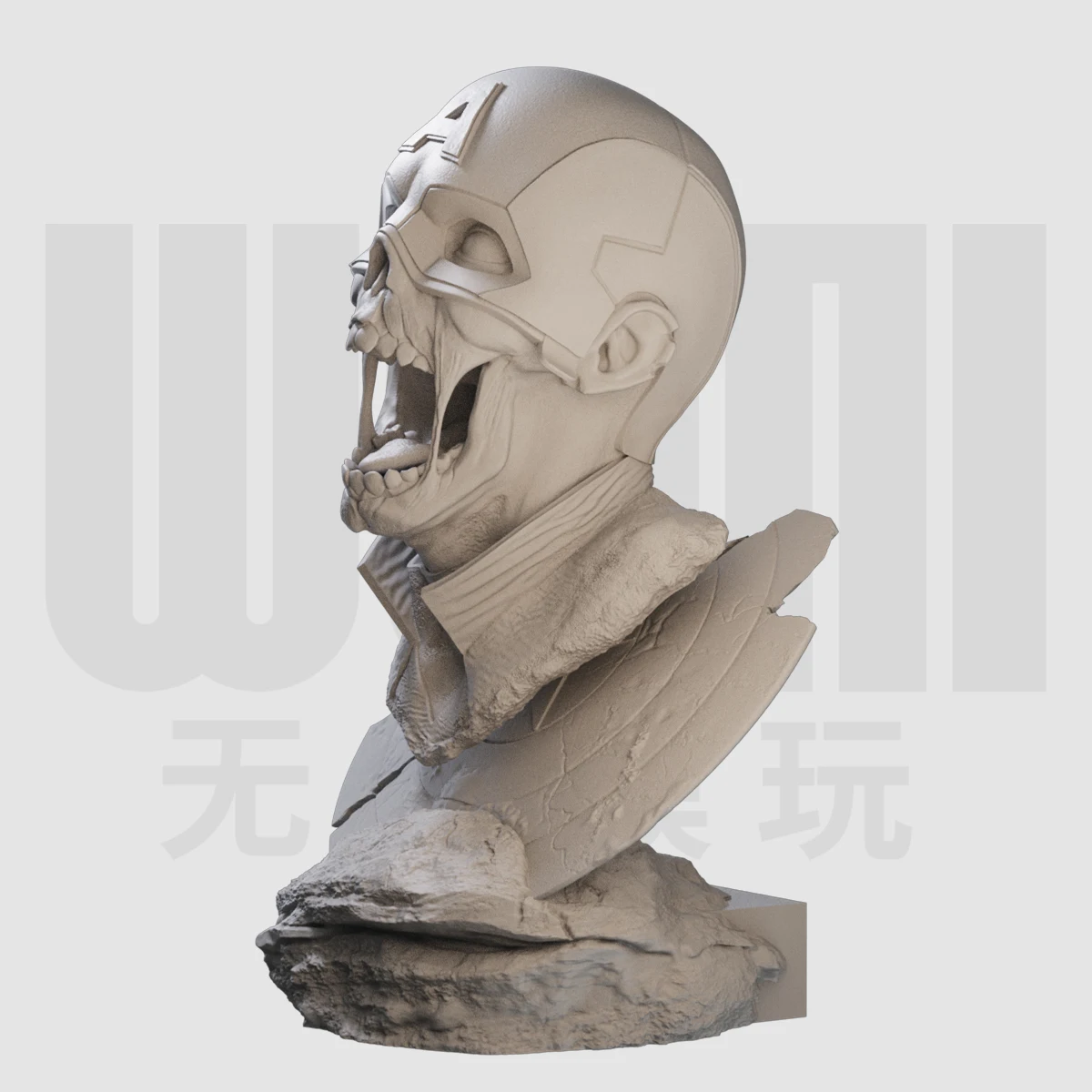 Busto de zombie GK 1/10, molde blanco de resina, modelo hecho a mano