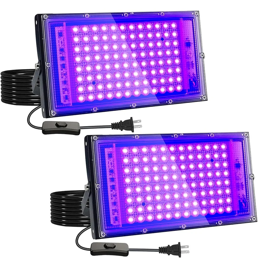 

1/2 Pack 50W 100W LED UV Black Light 395nm Ultraviolet UV Curing Lamp UV Glue Printing Spray Painting Resin ink Resin DIY curing