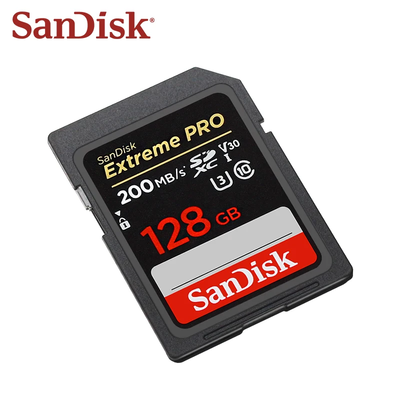 SanDisk-カメラ用のオリジナルSDカード,v30,u3,c10,最大200メガバイト/秒,sdxc,UHS-I, 64GB, 128GB, 256GB, 512GB, 4k,uhdビデオ