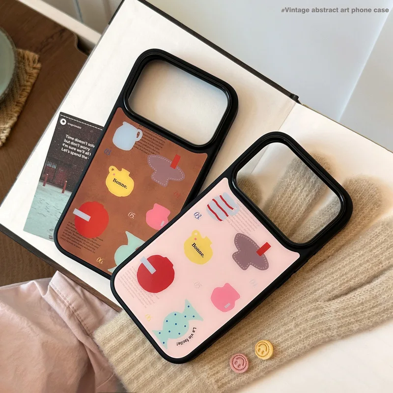 Geometric Vase Pattern Double Layer Soft TPU Shockproof Anti-drop Anti-fingerprint Phone Case for iPhone 17 Pro Max