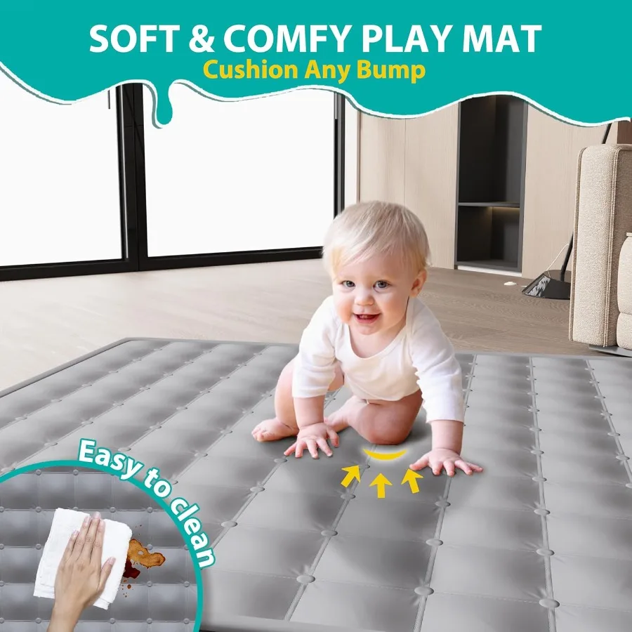 روضة أطفال قابلة للطي للأطفال الصغار مقاس 50 × 50 بوصة قلم لعب محمول قابل للطي مع مقودين داخليًا وخارجيًا