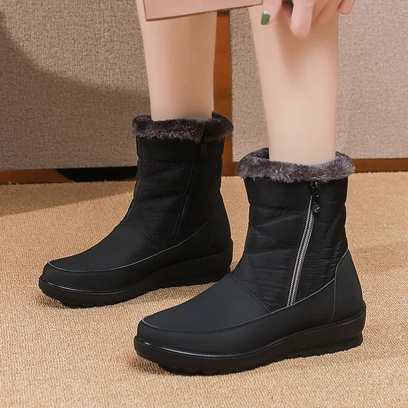 Waterproof Winter Boots for Women New Faux Fur Long Plush Snow Boots Woman Platform Ankle Boots Warm Cotton Couples Shoes