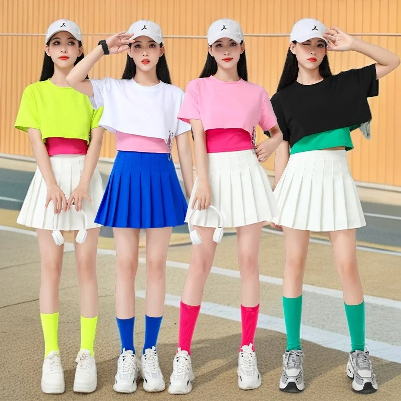 

Женский комплект одежды для джазовых танцев, костюм для уличных танцев, модный наряд для выступлений в стиле хип-хоп и современных танцев, трендовый образ в стиле Net Red