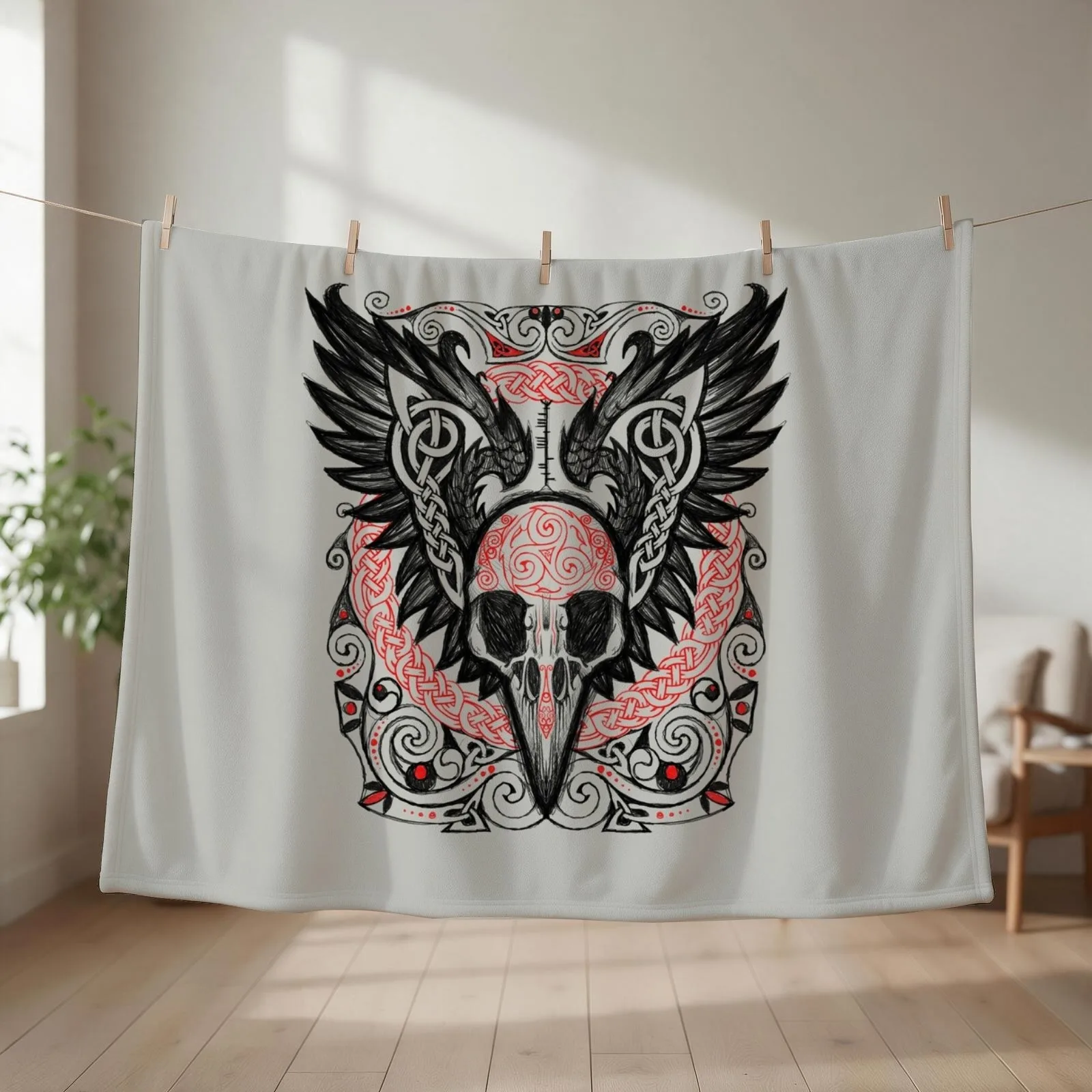 Badb Catha (Battle Crow) Throw Blanket Blankets Sofas Of Decoration Winter beds Hairy Soft Plush Plaid Blankets