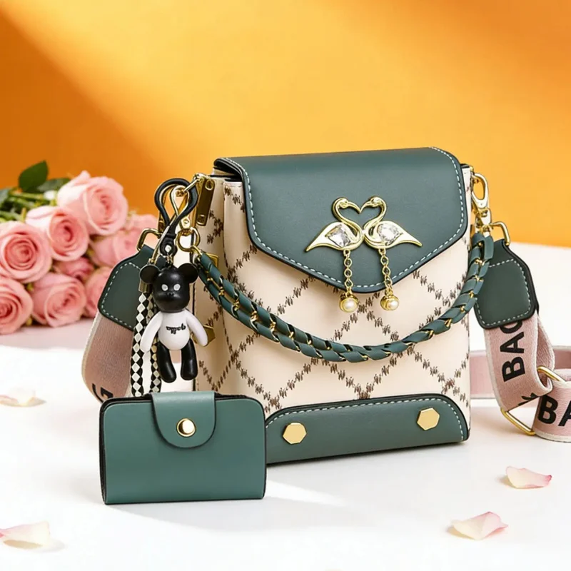 Elegant Women's Mini Crossbody Bag, Square Shape, Wide Shoulder Strap, Phone & Coin Pocket,