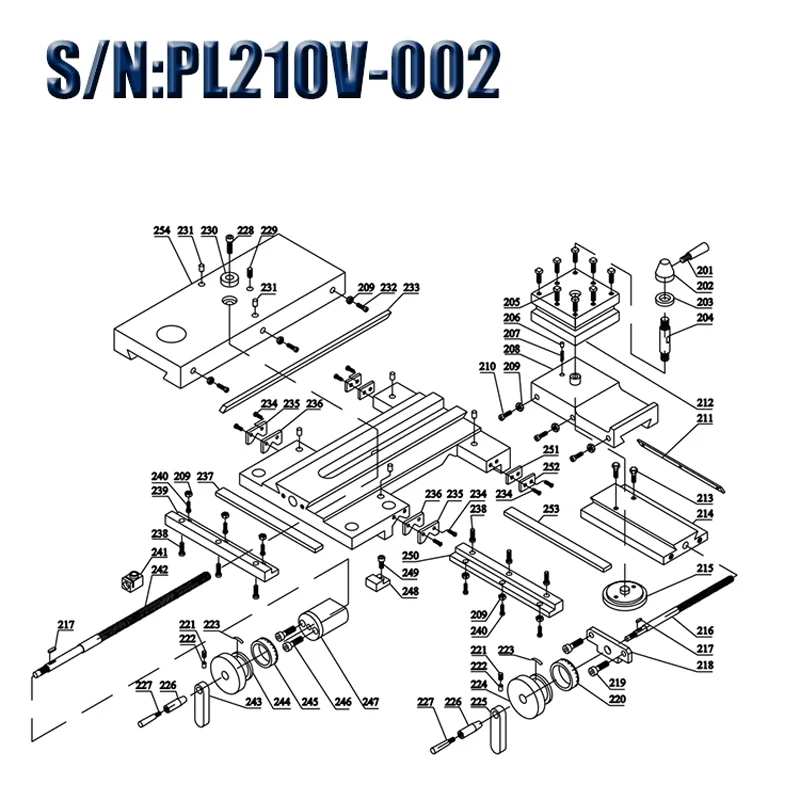 

WM210V-208A Держатель инструмента в сборе/WM210V-254B Седло для кровати Промежуточная каретка в сборе Аксессуары серии WM210-002