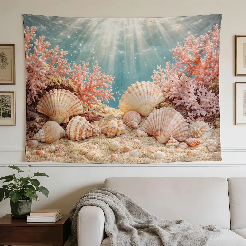 Fashion Underwater Coral Reef Scenery Tapestry Dormitory Bedroom Room Decoration Polyester Fiber Wall Hanging Wall Decoration