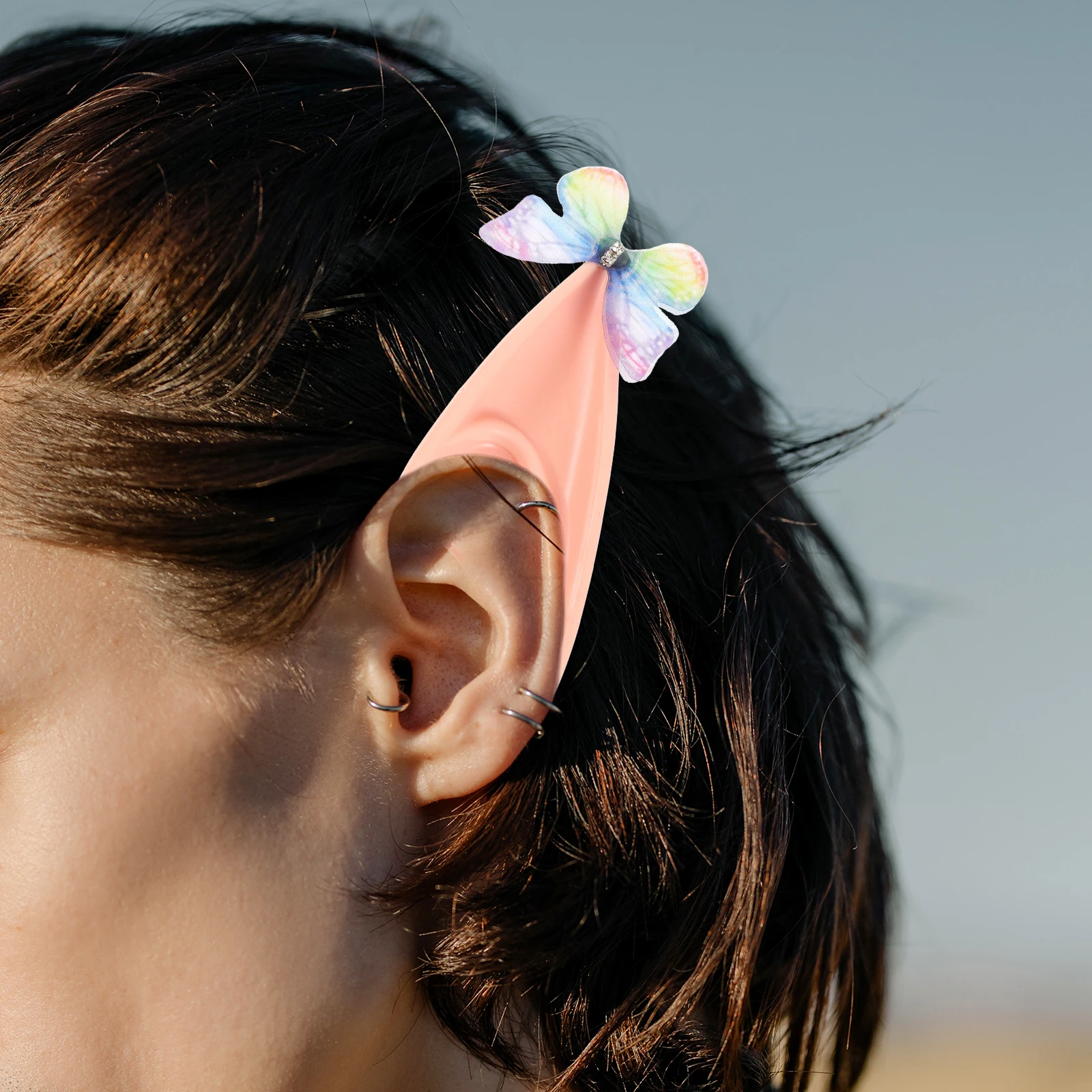Butterfly Fairy Ears Realistic Cosplay Costume Prop Decorative Ears For Women Girls Party Stage Performance Rhinestone