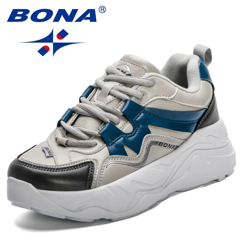 BONA 2023 New Designers Casual All-match Lightweight Platform Walking Shoes Lady Mixed Colors Breathable Platform Sneakers Women