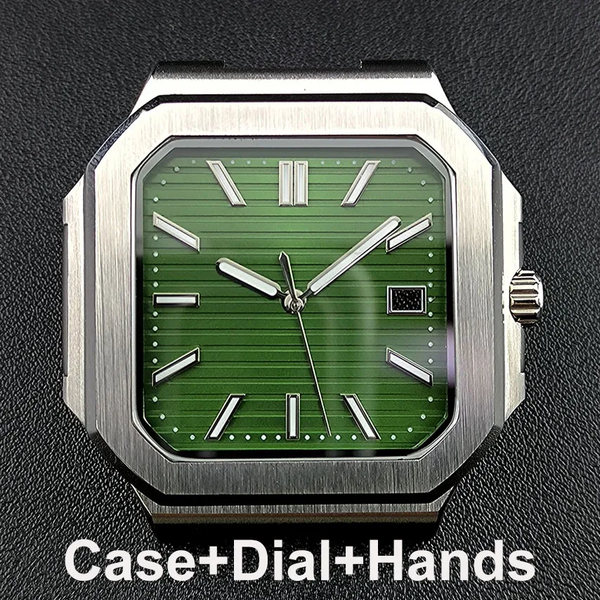 Квадратный корпус часов 38,5 мм, детали, складная застежка, ремешок для часов для корпуса NH35, модифицированный, подходит для механизма серии NH35, NH, сапфировое стекло