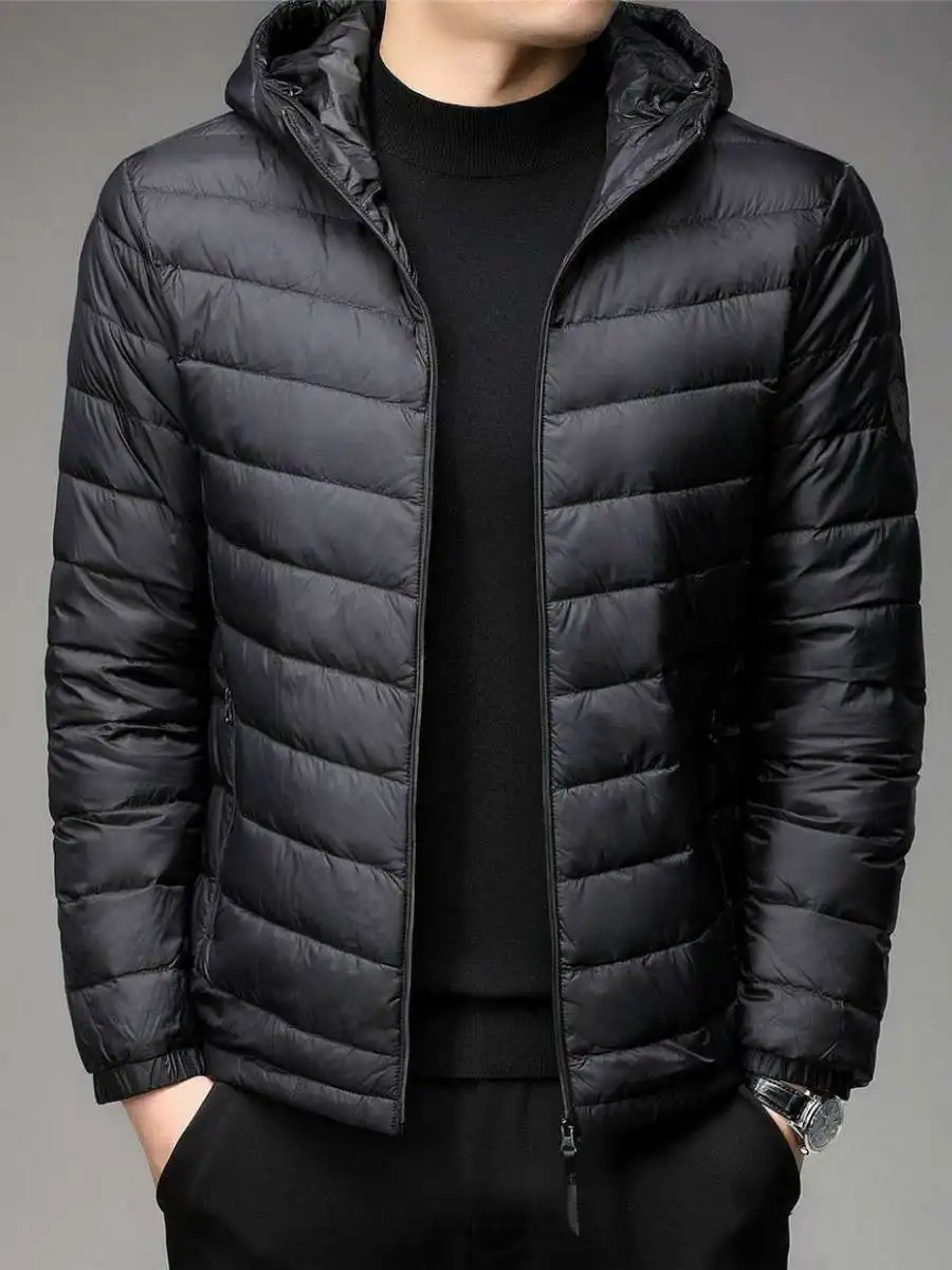 

Men's Lightweight Fce Lined Cotton Jaet ort Hooded Stand Collar Autumn Winter Casual Wear Thin Size out of Sto Coat