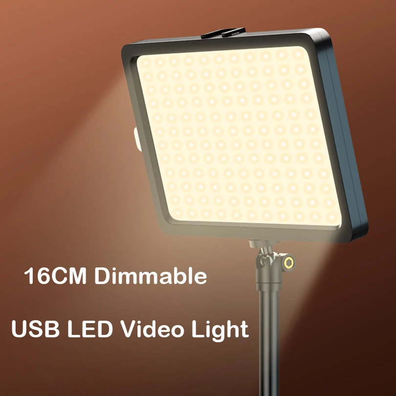 USB LED Video Light 16CM Dimmable with Adjustable Tripod Stand and Color Filters For Video Shooting Photography YouTube TikTok