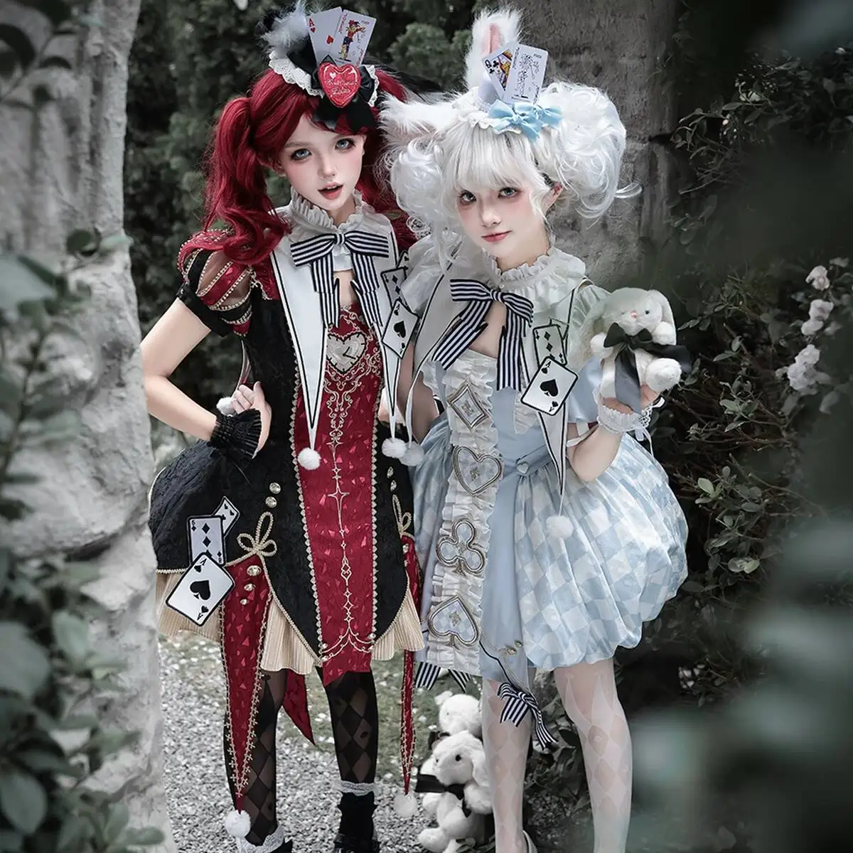 New Circus Maniac Thinking Of Night Lolita Dress Fiesta Carnival Halloween Cos Cosplay Neckwear Arm Sleeves Red