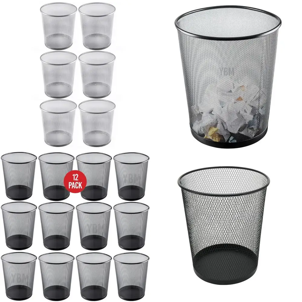 

Mesh Wastebasket Set of 6, 4.75 Gallon Round Metal Trash Cans for Home and Office Spaces, Ideal for Workspace Organization
