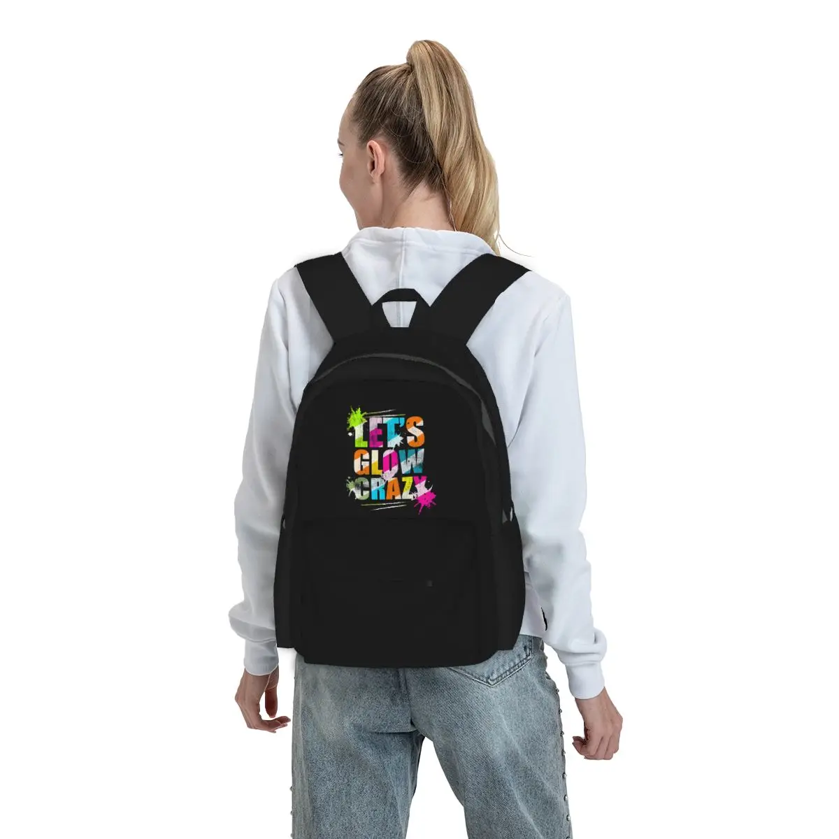 

Let's Glow Crazy Neon Party Light Rave Backpack Student BookBag Children School Bag Computer Shoulder Bags for Men Women