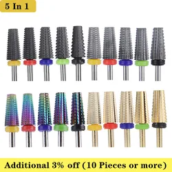 5 In 1 Safety Ceramic Nail Drill Bits XF/F/M/C/XC Grits Tungsten Carbide Milling Cutter For Manicure Remove Gel Nail Accessories