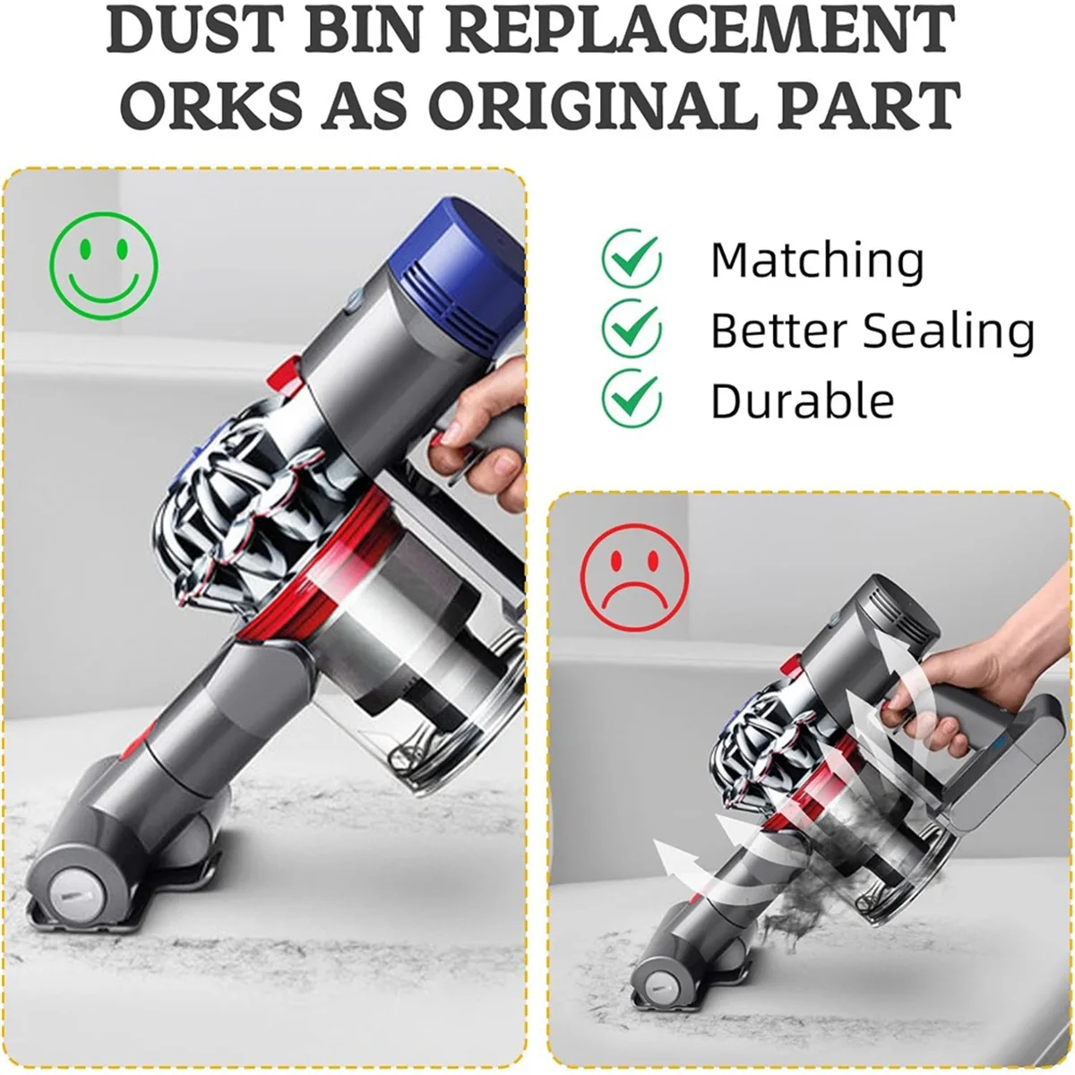 Substituição do compartimento de poeira para dyson v11 v15 sv14 sv15 sv22 acessórios aspirador pó bin superior anéis de vedação fixos