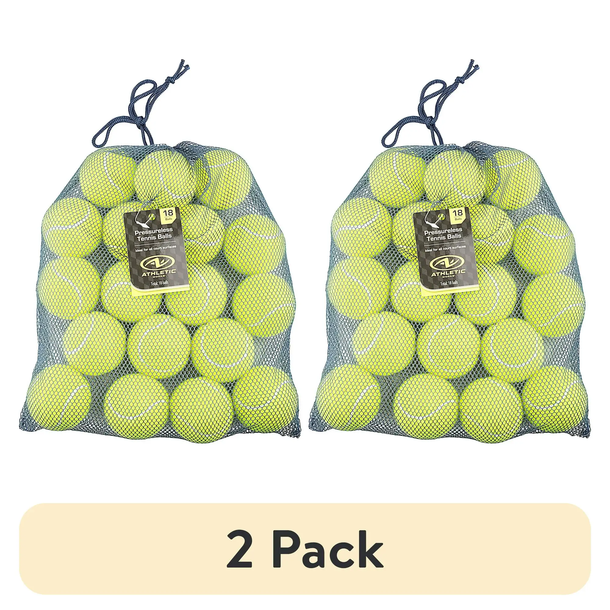 

(2 pack) Athletic Works Pressureless Tennis Balls (18 Balls)
