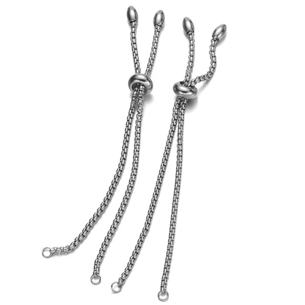 3pcs Stainless Steel Adjustable Slider Chain for Jewelry Making DIY Loops Connector Pendants Bracelets Chain Material Findings