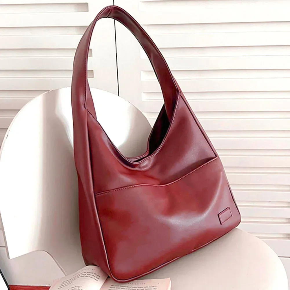 

New Women Vintage Hobo Casual PU Leather Shoulder Bg Large Capacity Retro Tote Handbag Soft Underarm Bg Fall Winter Bag