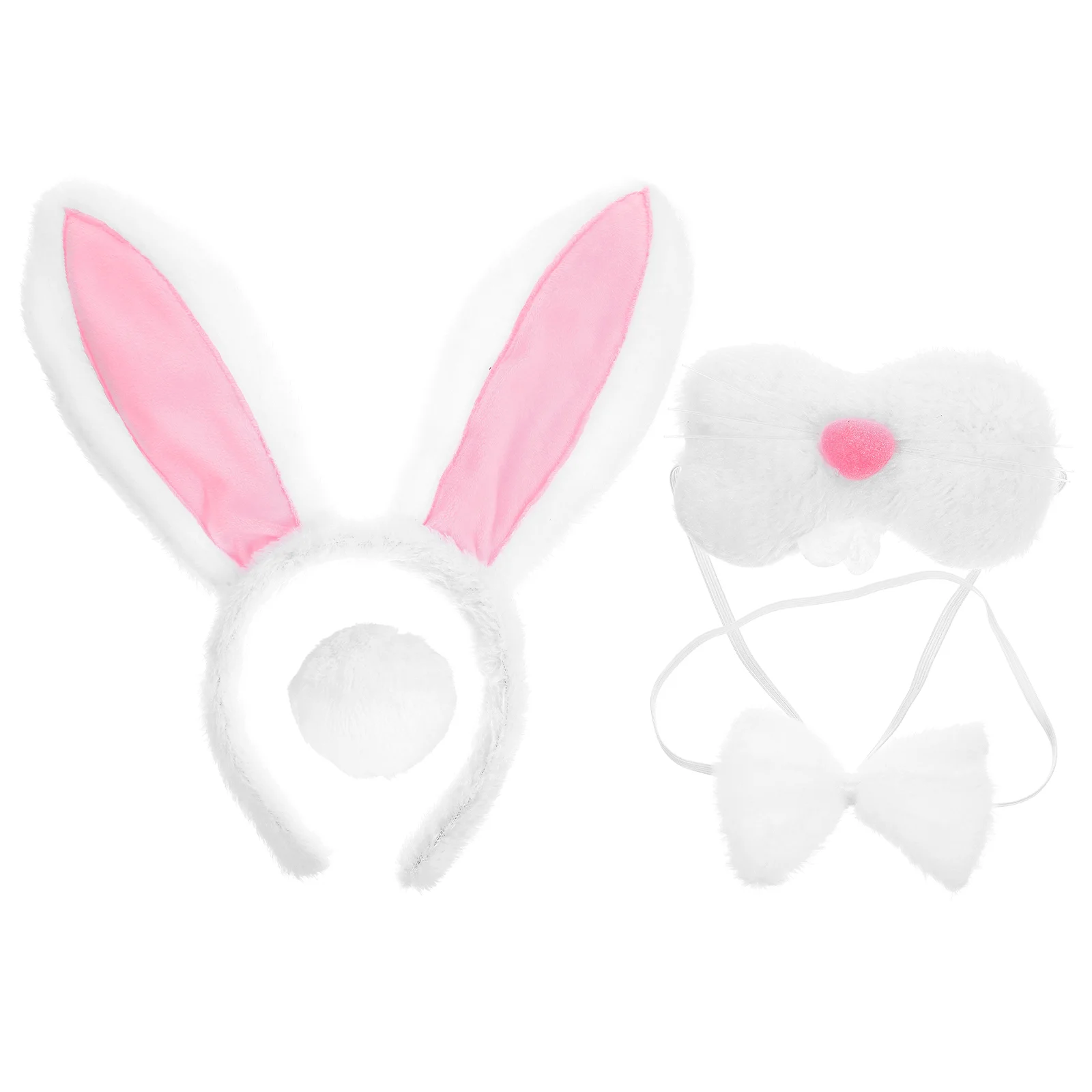 Tail Rabbit Ears Headband Set Red Bunny Accessories Costume Four Piece Decor White