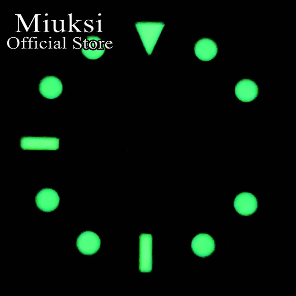 Miuksi 29mm black blue green watch dial fit NH35 movement fit 3 o\'clock crown 3.8 o\'clock crown