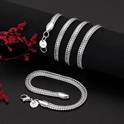 Hot original color timbrato argento 6MM geometria catena bracciali neckalce per le donne uomo fashion Party set di gioielli da sposa regali