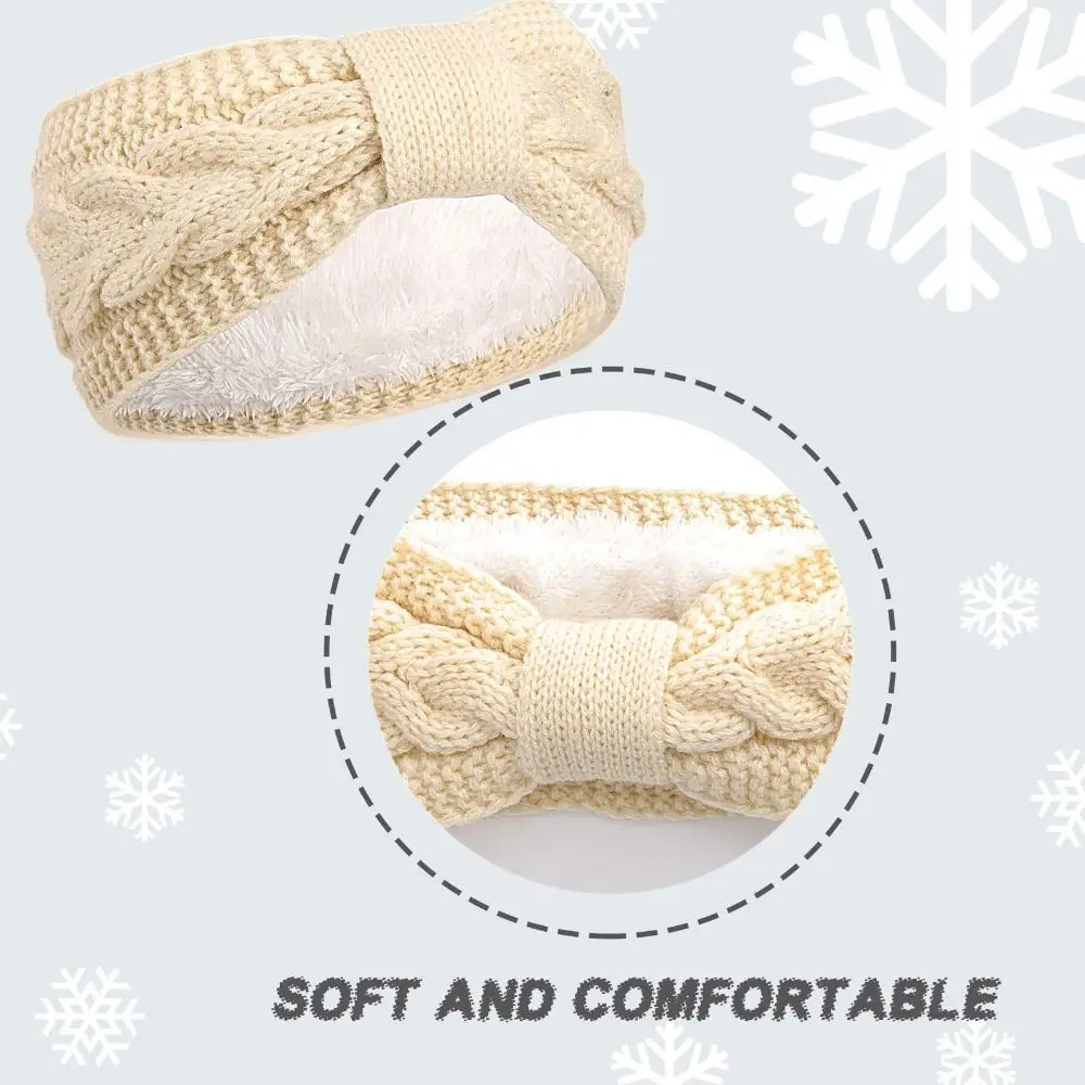 الشتاء محبوك النساء Headbands رشاقته صوف مبطن الكروشيه عمامة الملتوية معقود الدافئة الأذن دفئا إكسسوارات الشعر #4