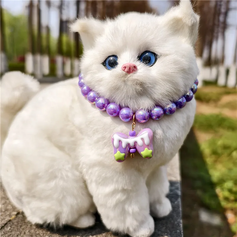 

Luxury Pearl Pet Collar Pet Cat Dog Collar Bow Pendant Pets Supplies Kitten Neck Chain Cat Necklace