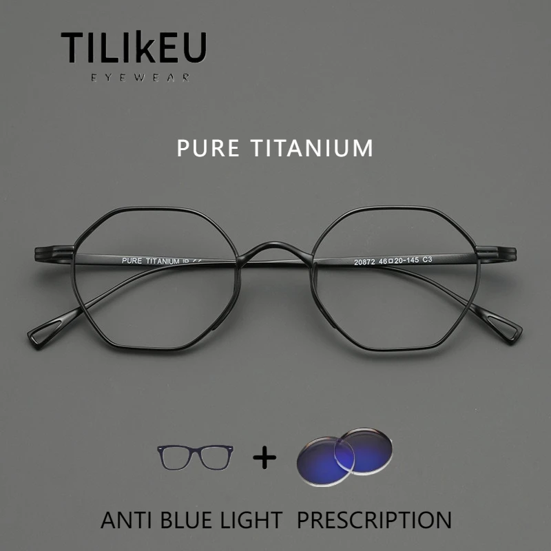 

Vintage Retro Pure Titanium Eyeglasses Frames Blue-light Blocking Glasses Japanese Designer Men and Women Prescription Glasses