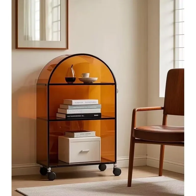 Orange Arched Bedroom Creative Bedside Table Movable Acrylic Sofa Side Cabinet