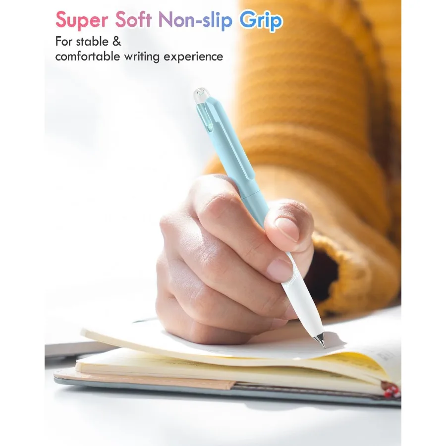 أقلام جل 6 عبوات 0.5 مم زجاجة الانجراف قابلة للسحب ذات نقطة رفيعة وكتابة سلسة وأقلام حبر سوداء سريعة الجفاف ولا تشويه جماليات لطيف Offi