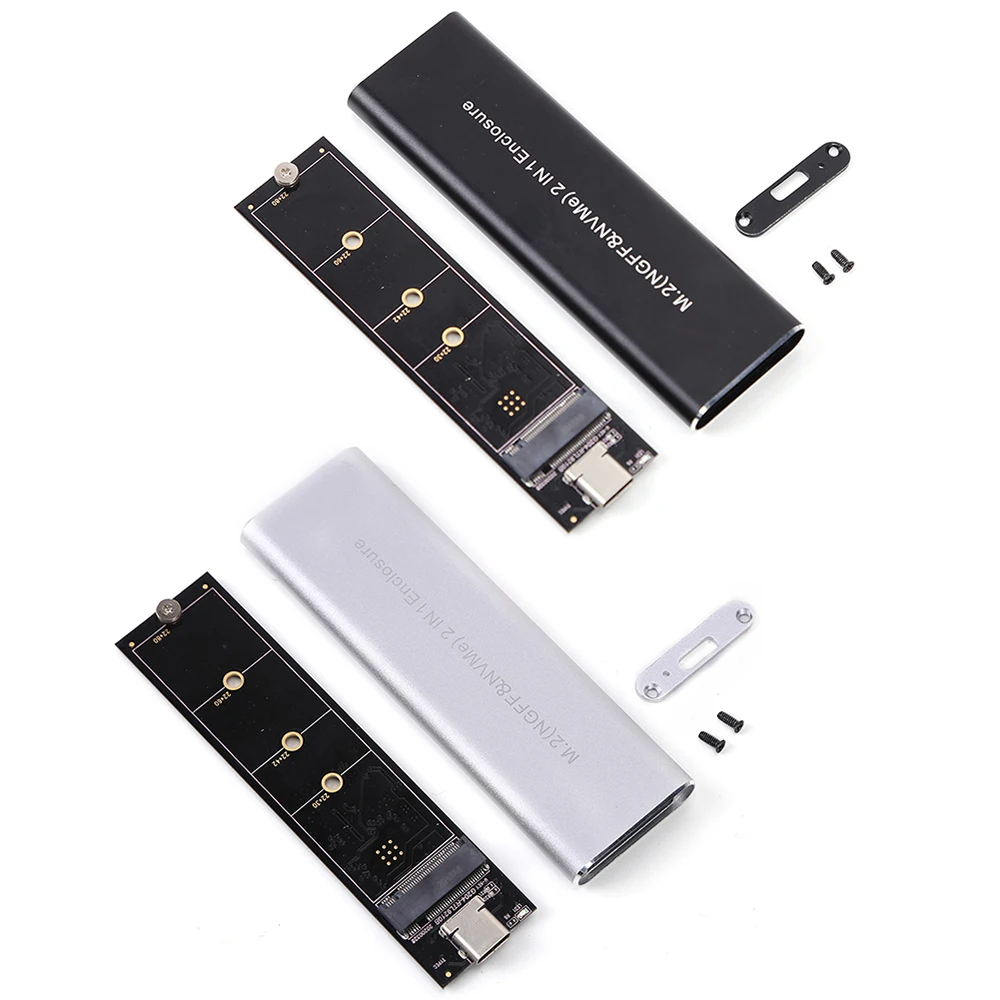 듀얼 프로토콜 M2 NVMe 박스 PCIe NGFF SATA M2 NVMe 인클로저 어댑터, M2 SSD용 OTG 케이블 포함, M.2 NVME SSD-USB 3.1 케이스, 10Gbps