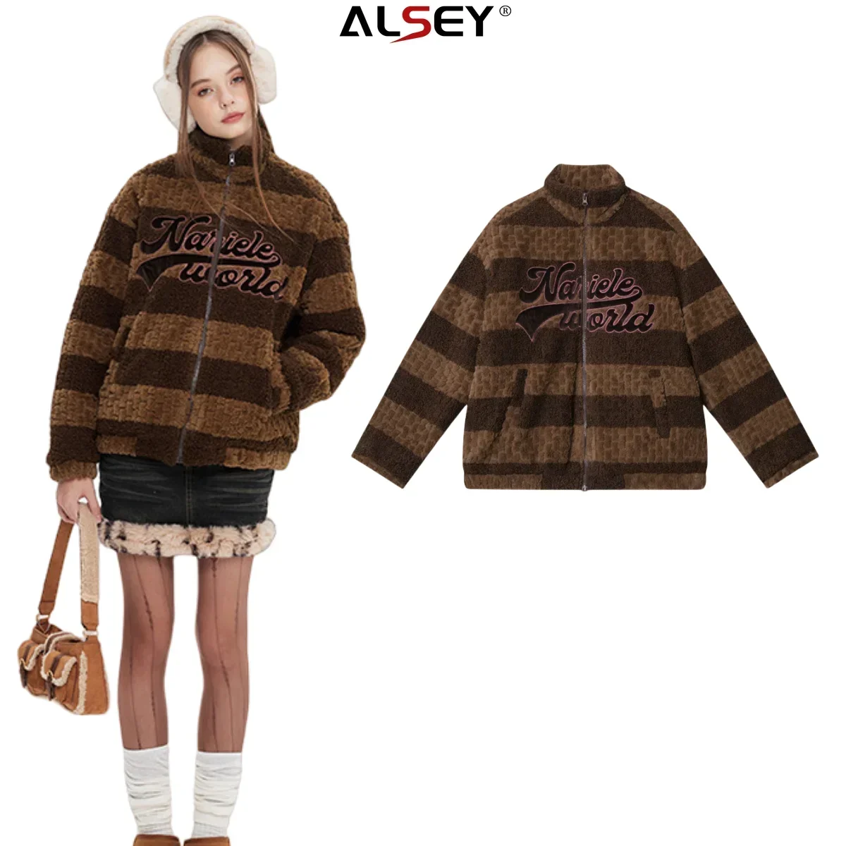 

ALSEY New Fall Winter Women's Parkas Embroidered Harajuku Wind Casual Warm Thickened Girls Cotton Clothing Loose Jacket 2023