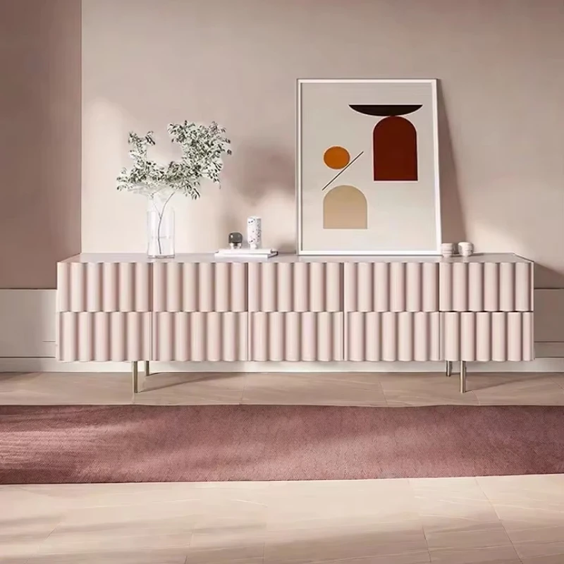 Modern luxury colorful wooden frame metal leg TV cabinet, suitable for living room
