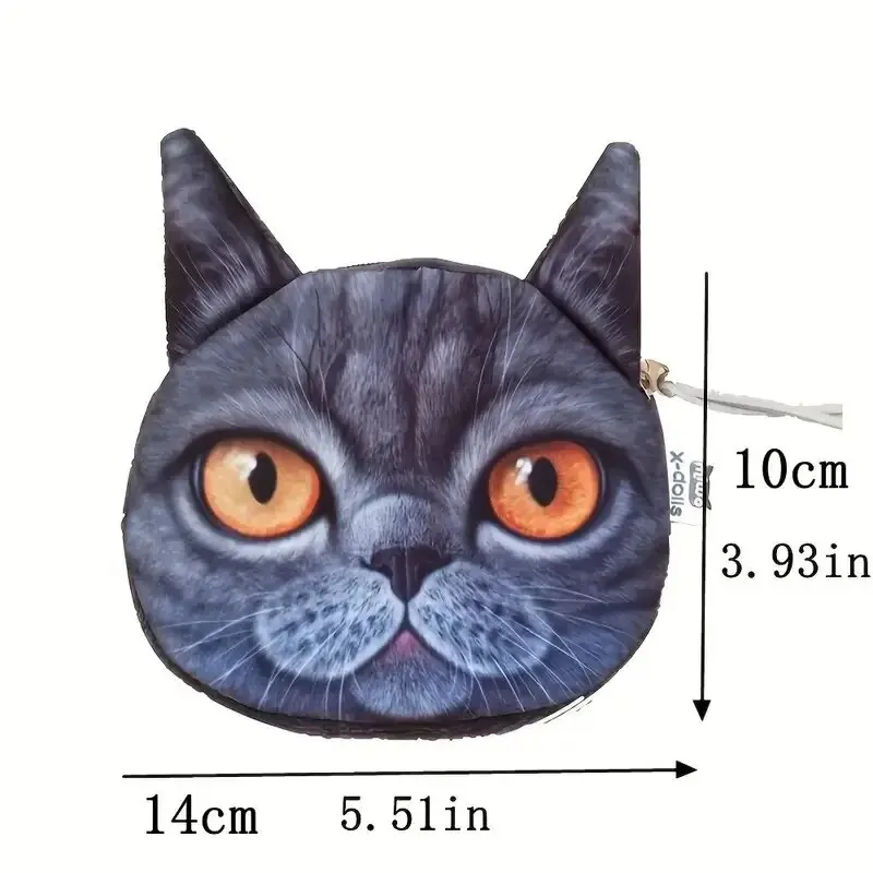 Cute Cartoon 3D Cat Plush Coin Purse, Animal Cat Coin Bag Minature Children\'s Purse Snack Toy Storage Bag