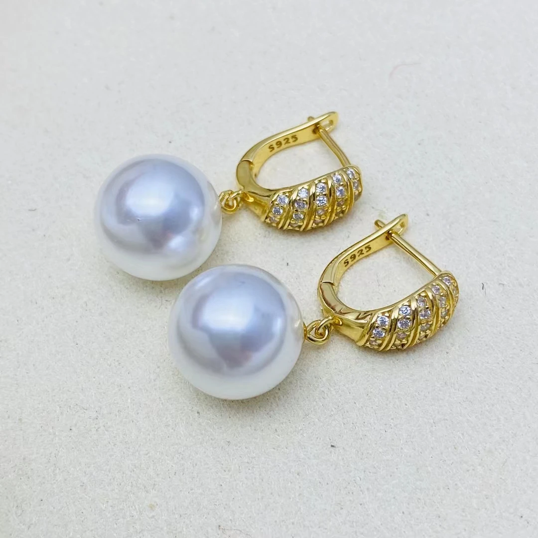 Wholesale 925 Sterling Silver Earrings Mount Findings Settings Base Mounting Parts Accessory for 11-12mm Pearls