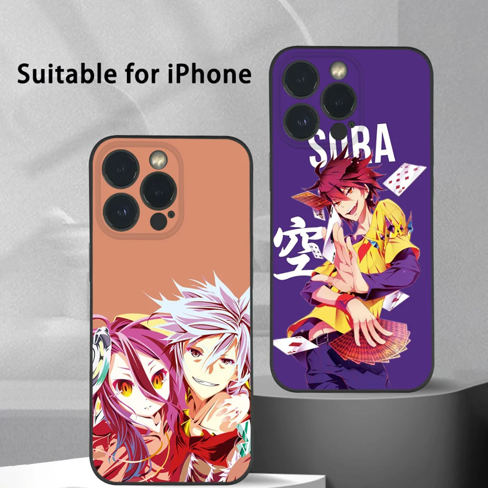 

N-No Game No Life Phone Case For iPhone 16 15 14 13 Pro Max Plus Mini Black Frosted Soft Shell Funda