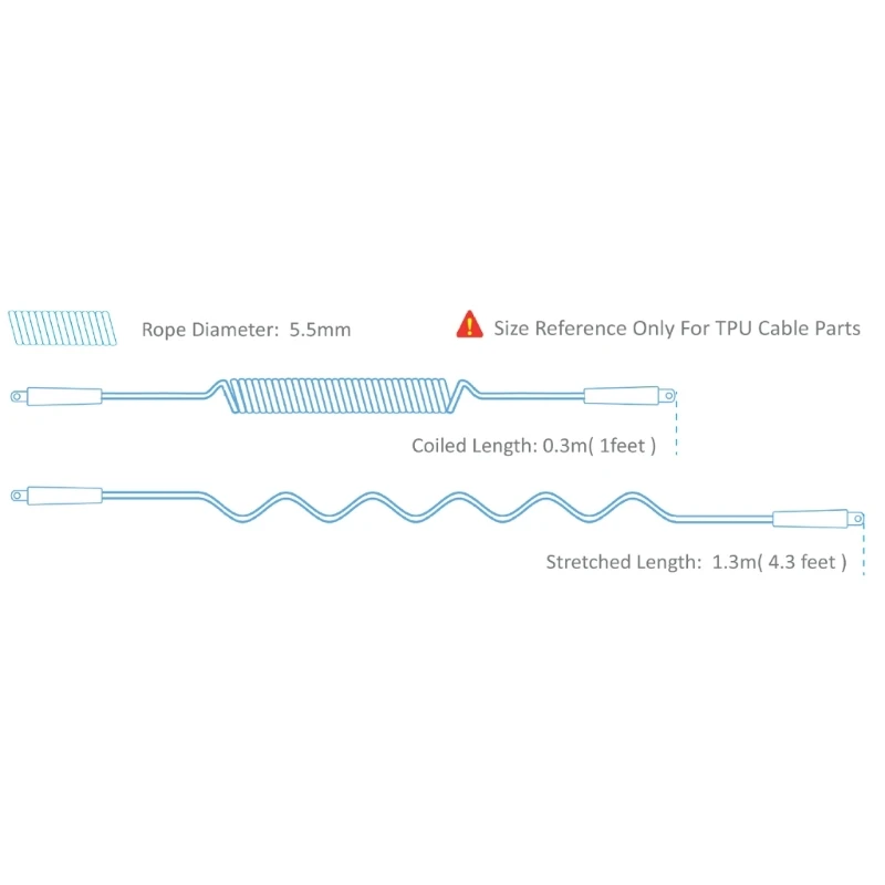 Gewickelte TPU-Leine, gewickelte Paddle-Board-Leine, dicke Handgelenkschlaufe, Stand-up-Handseil, DropShipping