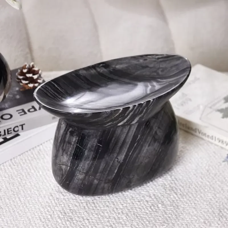 Black Marble Pattern Serving Tray Retro Style Home Decor Simple Hotel Inspiration Living Room Decoration Accessory for Table