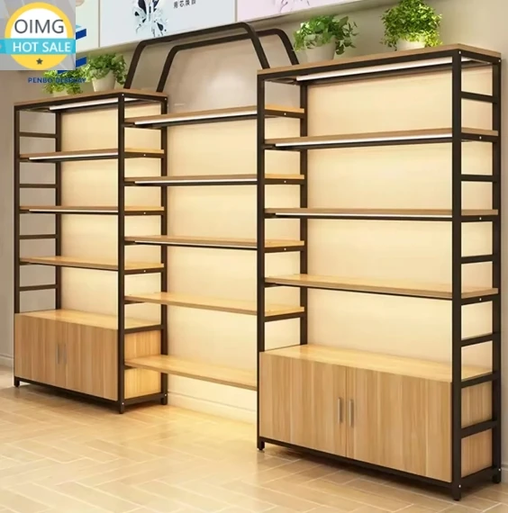 Salon Furniture French White High Gloss Wooden Display Rack Shelf Cabinet for Nail Polish Big Capacityt for Sale
