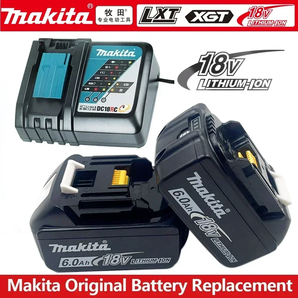 Batería de herramienta eléctrica japonesa Makita, 18V, 6,0 Ah, DDF487, DGA404, DTW700, DHP487, reemplazo de batería de carga LED