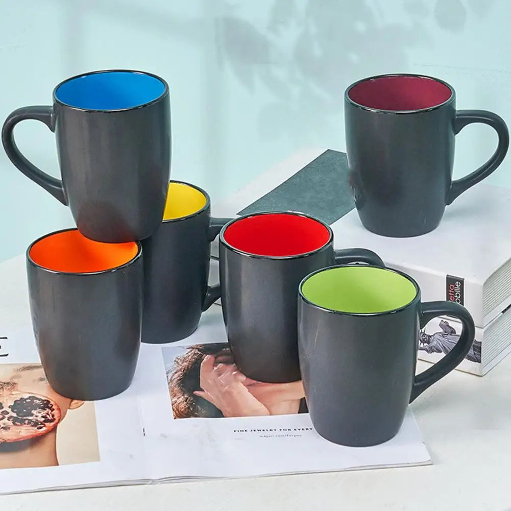 Easy to Clean Ceramic Mug Colorful Stoneware Coffee Mug with Easy-to-clean Handle for Latte Cappuccino 16 Oz Matte Beverage Cup