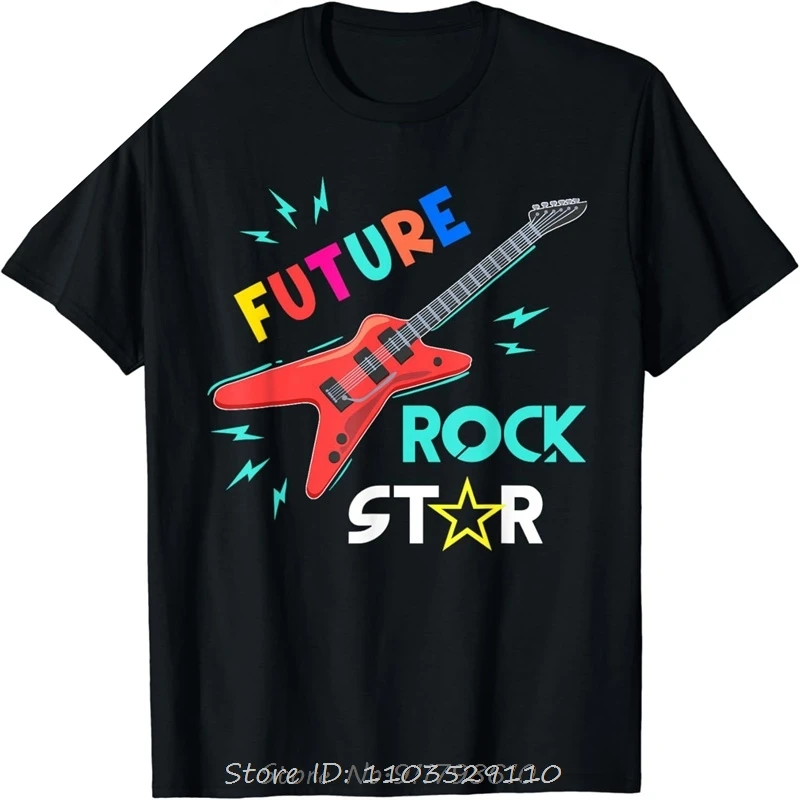 Youth Future Rockstar T-Shirt - Guitar Music Boys Girls Tee T-Shirt Cotton Unisex Summer Tops Print Original Design Gifts Tshirt