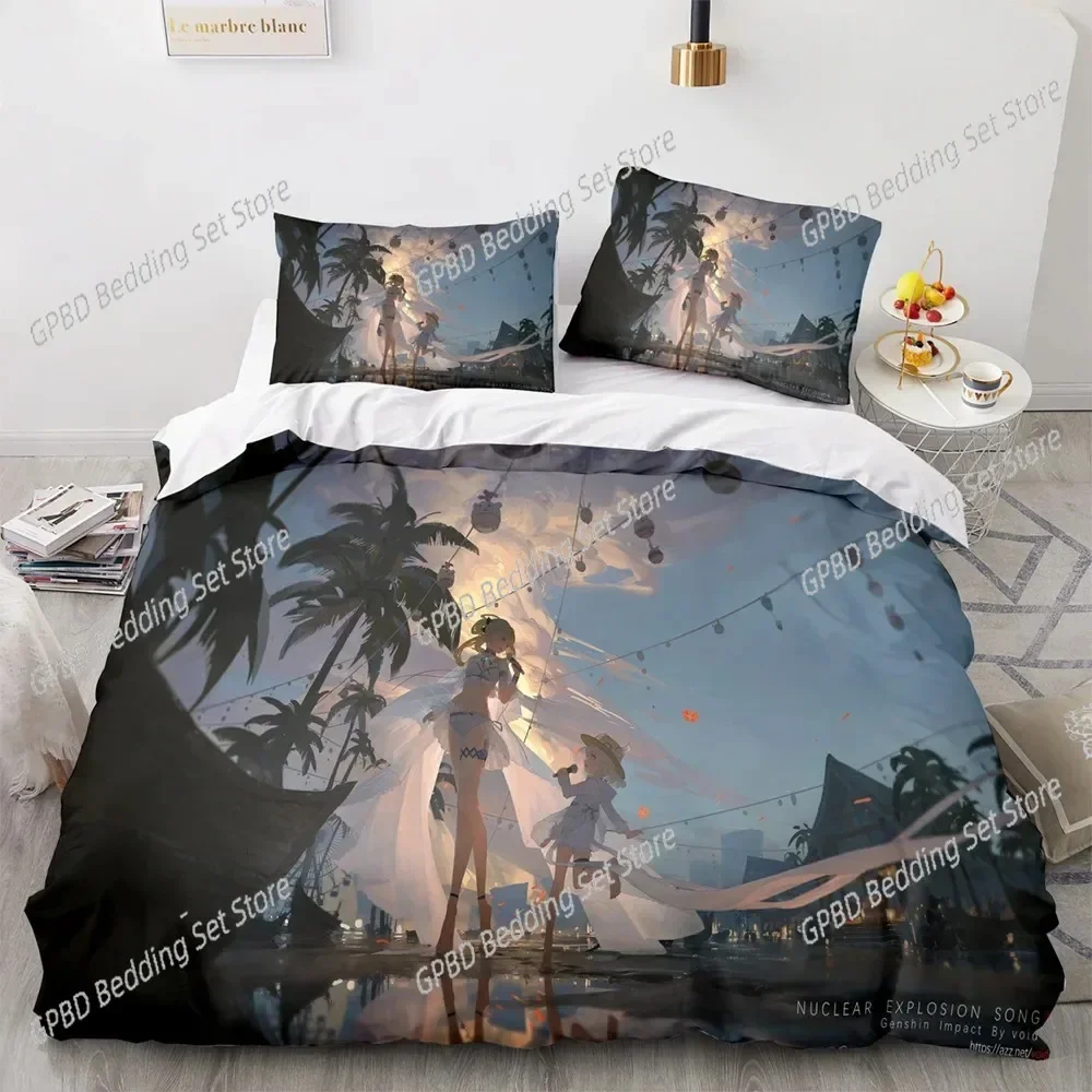 3D Print Anime Game Genshin Impact 3D Duvet Cover Bedding Set Comforter Linen Pillowcases Home Decor Single Double King Queen